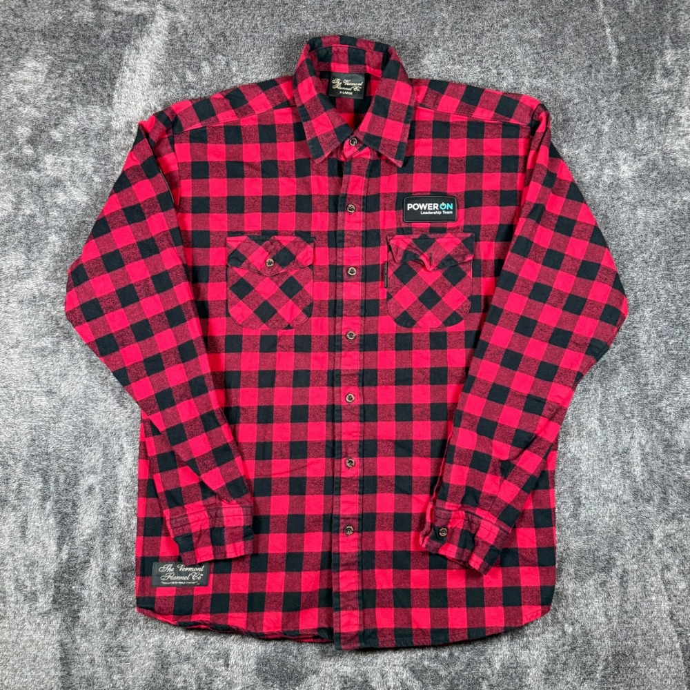 Vermont Flannel Co Mens XL Red Black Buffalo Plaid Button Down Shirt USA Made